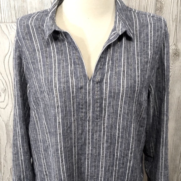 Chico's Size 3 Metallic Striped Tunic Top - Picture 2 of 8
